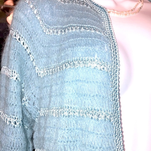 DKNY Mohair Vintage Y2K Baby Blue Open-Knit Cardigan Size S NWT - Picture 9 of 9